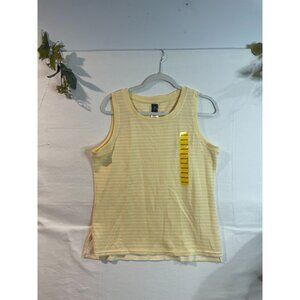 Velocity Yellow & White Striped Tank Top  Active Size Medium